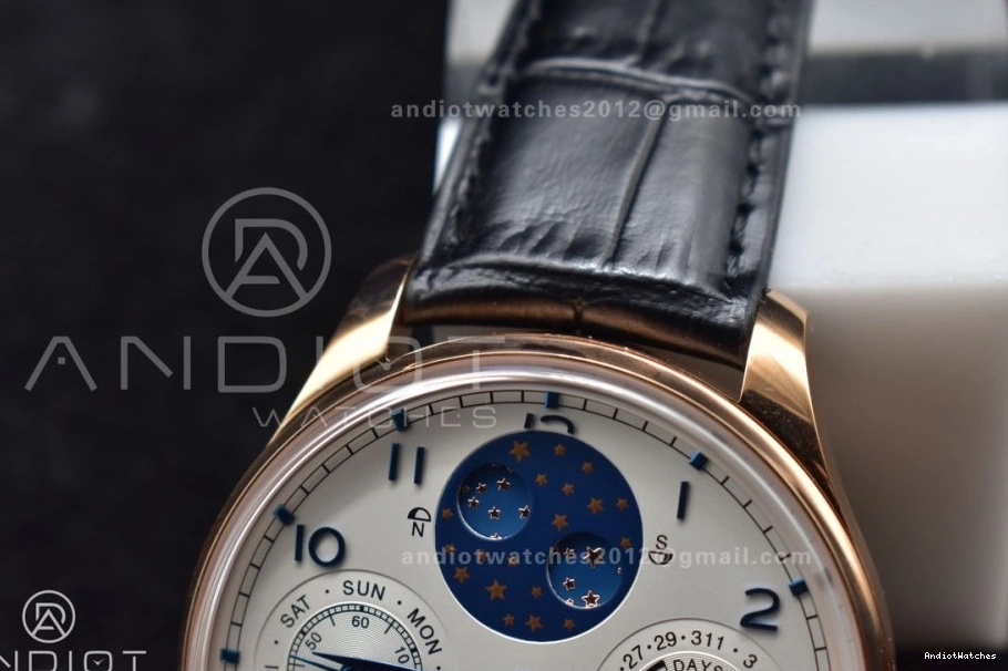 Best Perpetual RG Edition Strap Dial BestValue White Clone Calendar Black on APSF 1:1 Portugieser 1018 5033 A52610 Leather 0427